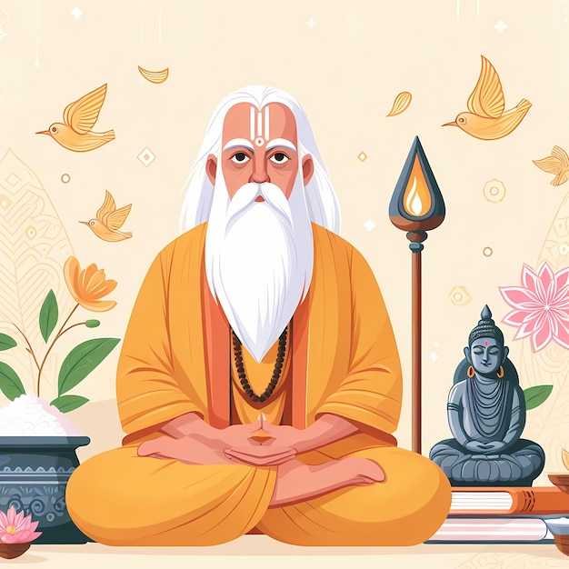 Foto ilustración para guru purnima en estilo plano