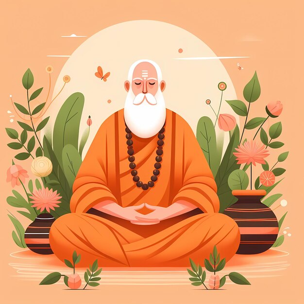 Ilustración para Guru Purnima en estilo plano