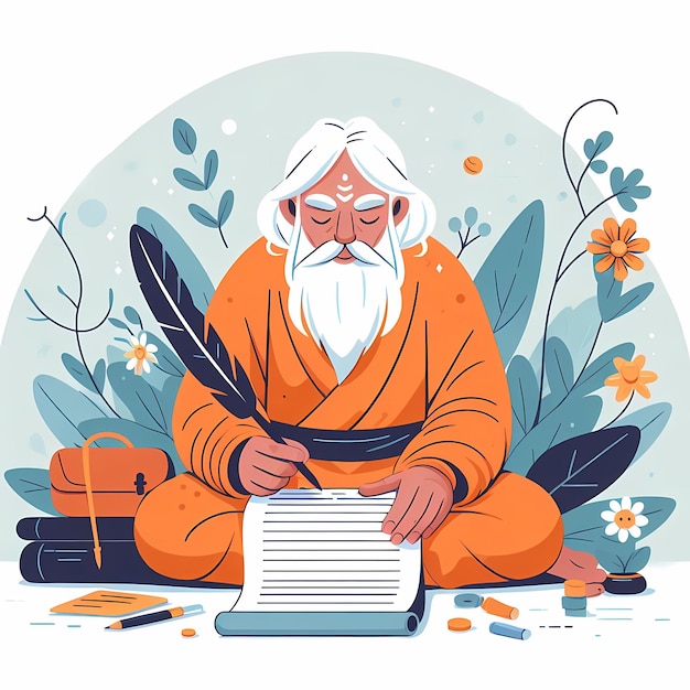 Foto ilustración para guru purnima en estilo plano