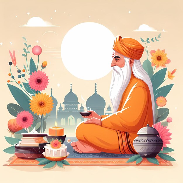 Ilustración para Guru Purnima en estilo plano