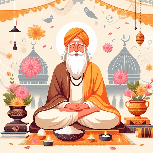 Ilustración para Guru Purnima en estilo plano