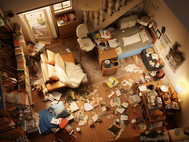 Foto ilustración de una habitación desordenada