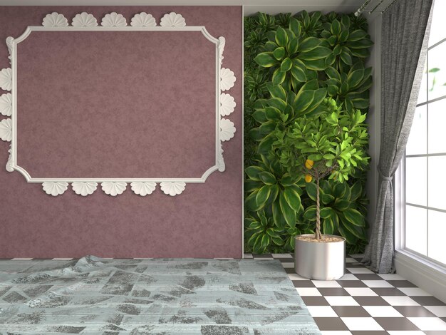 Ilustración de la habitación interior vacía