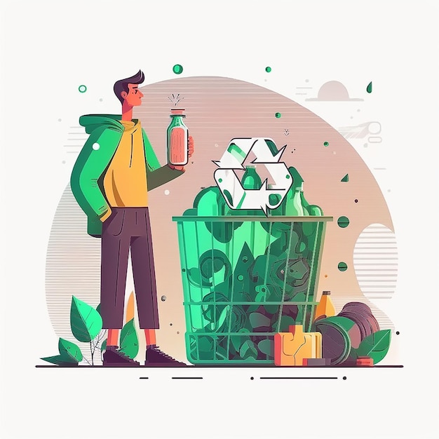 Foto ilustración de hábitos de reciclaje que fomenta un estilo de vida sostenible creado con ia generativa