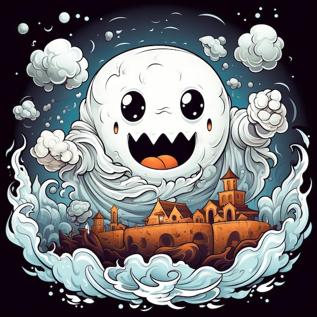 Ilustración de Halloween de un diseño de arte fantasma