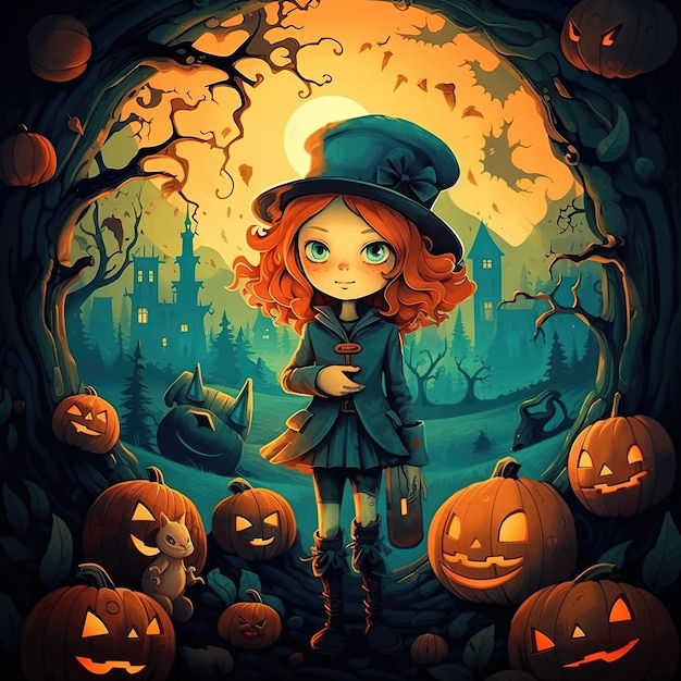Una ilustración de Halloween para niños Generada por IA