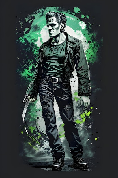 Foto ilustración de halloween del personaje de frankenstein