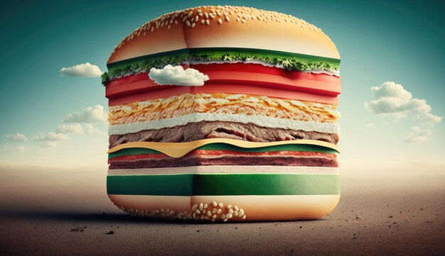 Foto ilustración de hamburguesa 3d