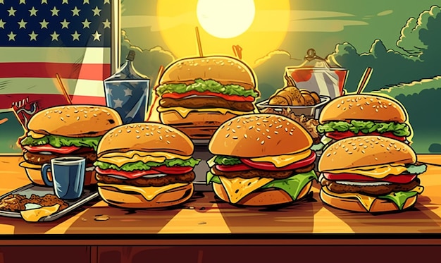 Ilustración de hamburguesa para celebrar el Día Nacional de la Hamburguesa