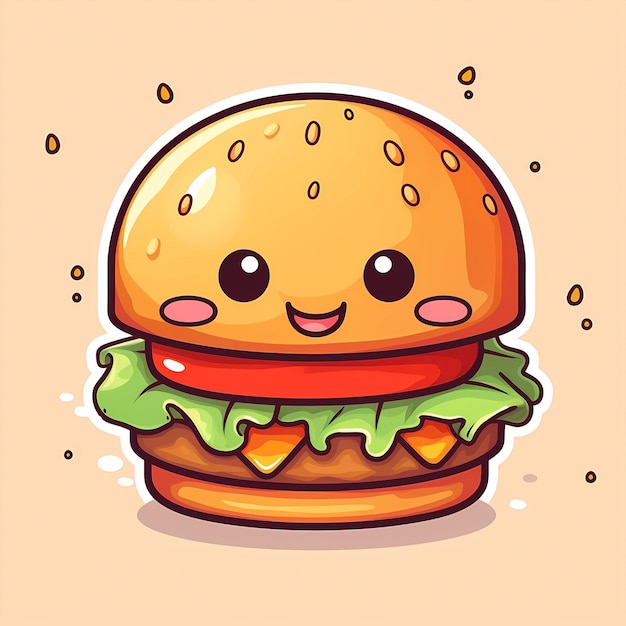 Foto ilustración de una hamburguesa de dibujos animados