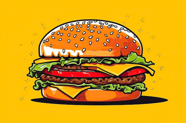 Ilustración de hamburguesas Ilustración de bocadillos Ilustración de comida rápida IA generativa