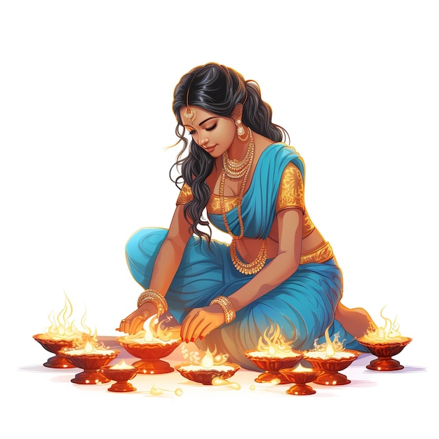 Ilustración de Happy Diwali de Burning Diya en Happy Diwali Celebración de Diwali Festival de luces con fondo