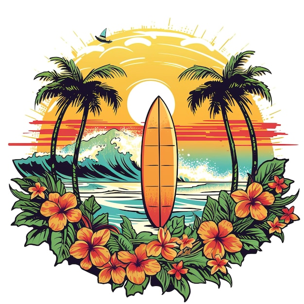 Foto ilustración hawaiana retro