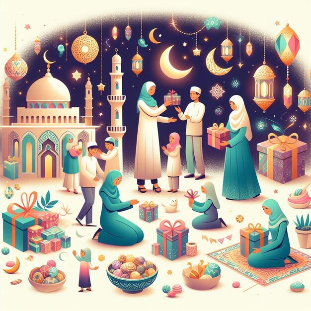 Foto esta ilustración está hecha para eid al fitr eid al adha y mahe ramadan