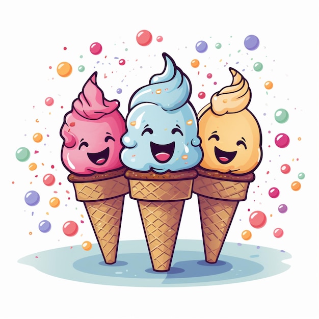 Ilustración de helado feliz