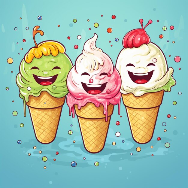 Ilustración de helado feliz