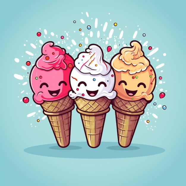 Ilustración de helado feliz