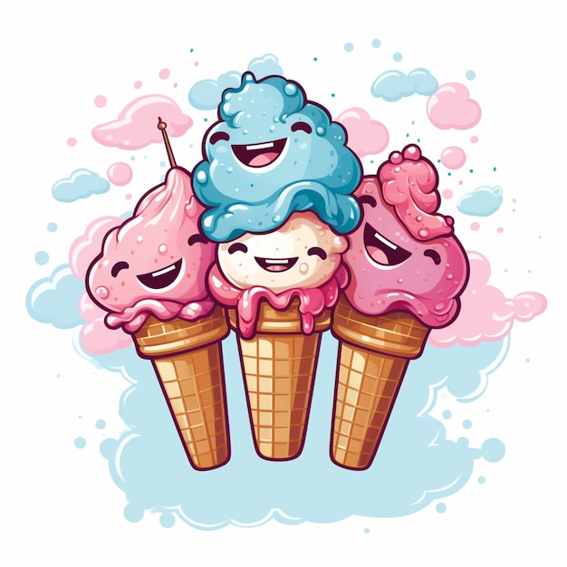 Ilustración de helado feliz