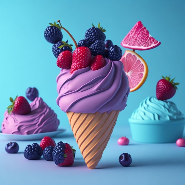 Ilustración de helado de helado 3d generada por IA