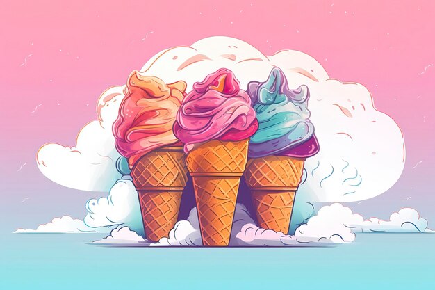 Ilustración de helado de servicio suave Ilustración de comida IA generativa