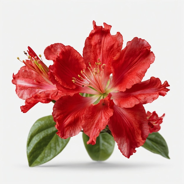 Ilustración de una hermosa y algo mágica flor de azalea roja sobre un fondo blanco 2