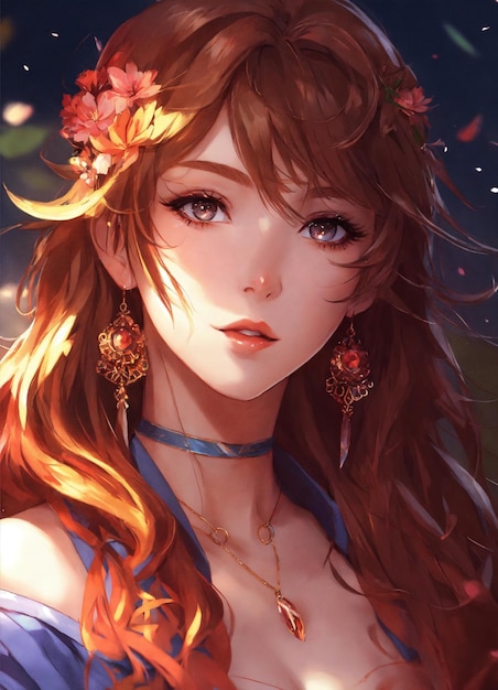 Ilustración de una hermosa chica de anime