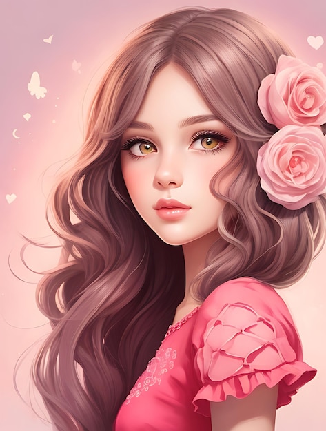 Ilustración de hermosa niña