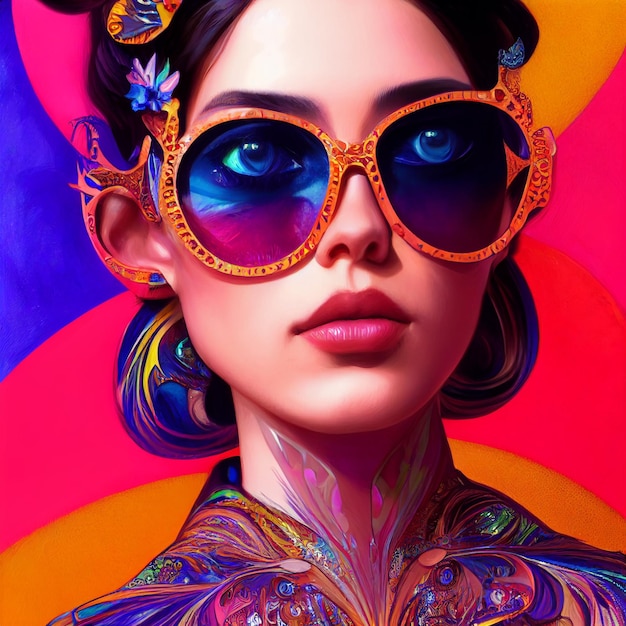 Ilustración hermosa del retrato de la mujer