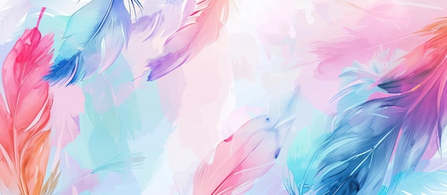 Ilustración hermosas plumas coloridas en colores pálidos textura fondo abstracto generado por IA