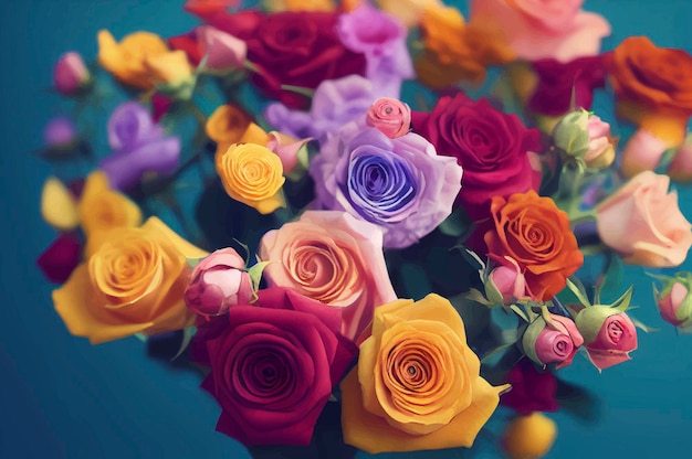 Ilustración de hermosas rosas coloridas fondo de rosas coloridas
