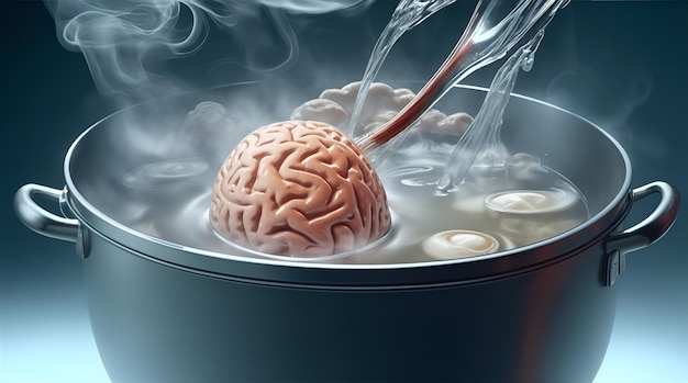 ilustración de hervir el cerebro humano