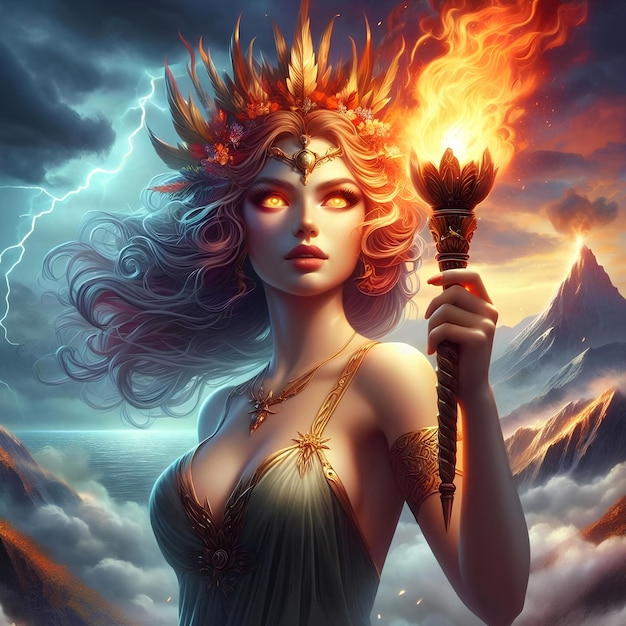 Foto ilustración de hestia la diosa del fuego en la mitología griega 2