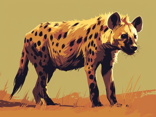 Foto ilustración de una hiena manchada animal salvaje en la sabana ia generativa