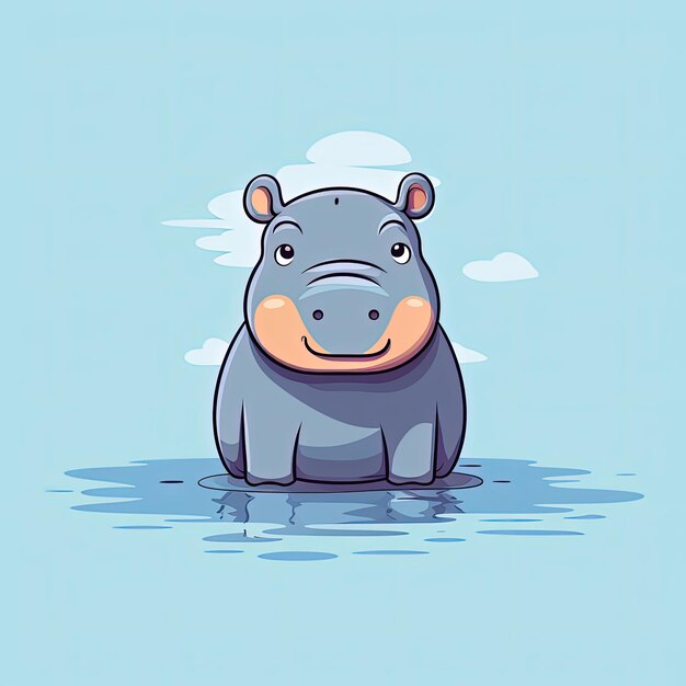 Ilustración de hipopótamo en estilo de dibujos animados