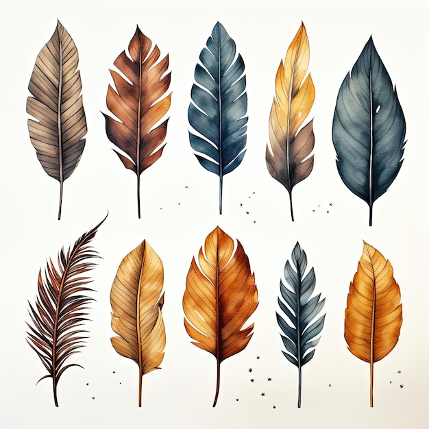 una ilustración de hojas de otoño sobre un fondo blanco en el estilo de patrones inspirados en la naturaleza