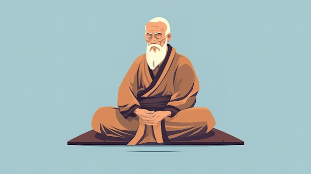 Una ilustración de un hombre con barba blanca y fondo azul.