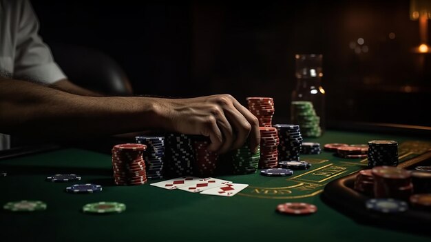 ilustración, de, un, hombre, juego, un, juego, de, póquer