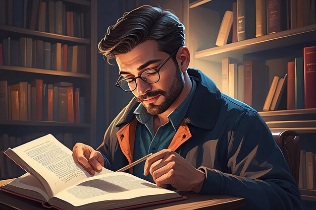 Ilustración de un hombre leyendo