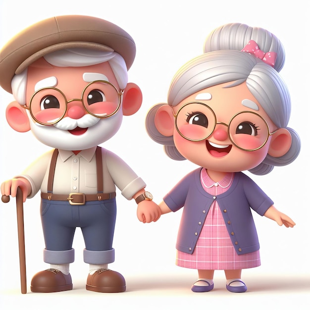 Foto ilustración de un hombre y una mujer ilustración del abuelo y la abuela