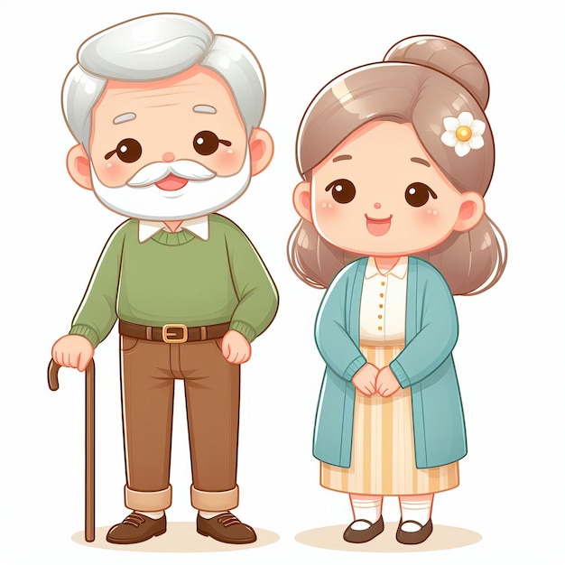 Foto ilustración de un hombre y una mujer ilustración del abuelo y la abuela