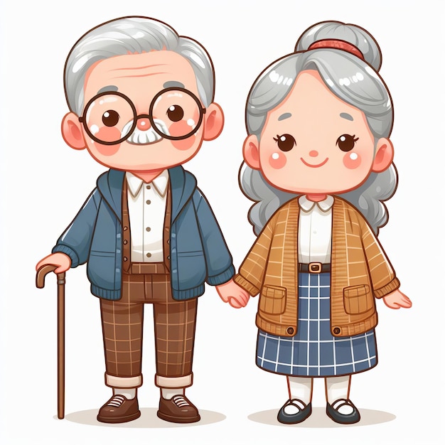 Ilustración de un hombre y una mujer Ilustración del abuelo y la abuela