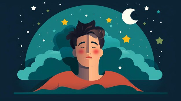 Foto ilustración de un hombre con los ojos cerrados en la noche generativo ai