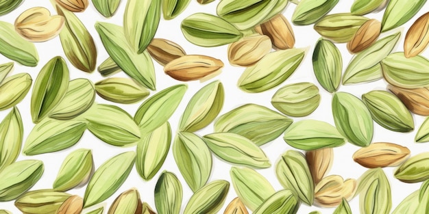 Ilustración horizontal de acuarela con especias aromáticas de cardamomo