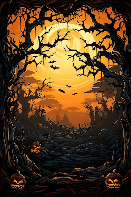 ilustración de horror de cartel de fondo de halloween