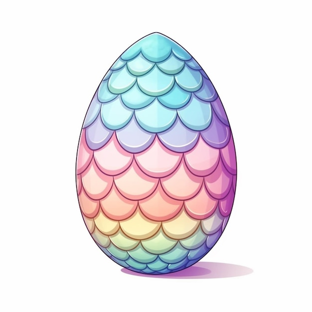 Ilustración de un huevo colorido con un patrón en un ai generativo de fondo blanco