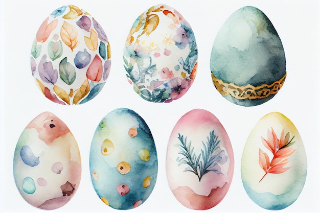 Ilustración de huevos de pascua dibujar a mano estilo acuarela