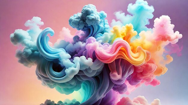 Ilustración de humo de color pastel en 3D con fondo abstracto