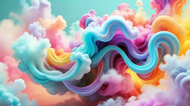 Ilustración de humo de color pastel en 3D con fondo abstracto