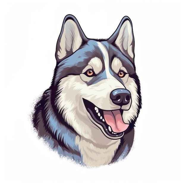 Ilustración de husky de dibujos animados dibujados a mano ai generado