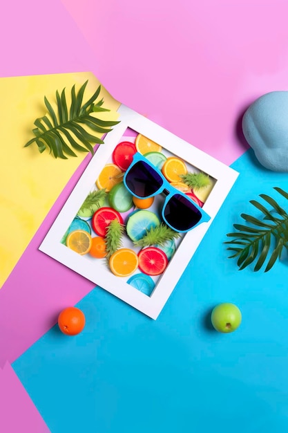 Foto ilustración de ia de un fondo de verano de moda y colorido